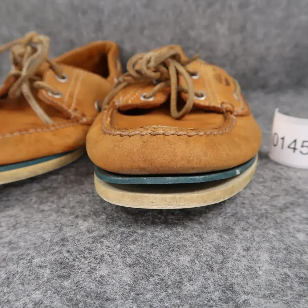 Timberland Boat Shoes Mens 9 Leather Casual Moc Toe Two Eye Brown Retro Classic